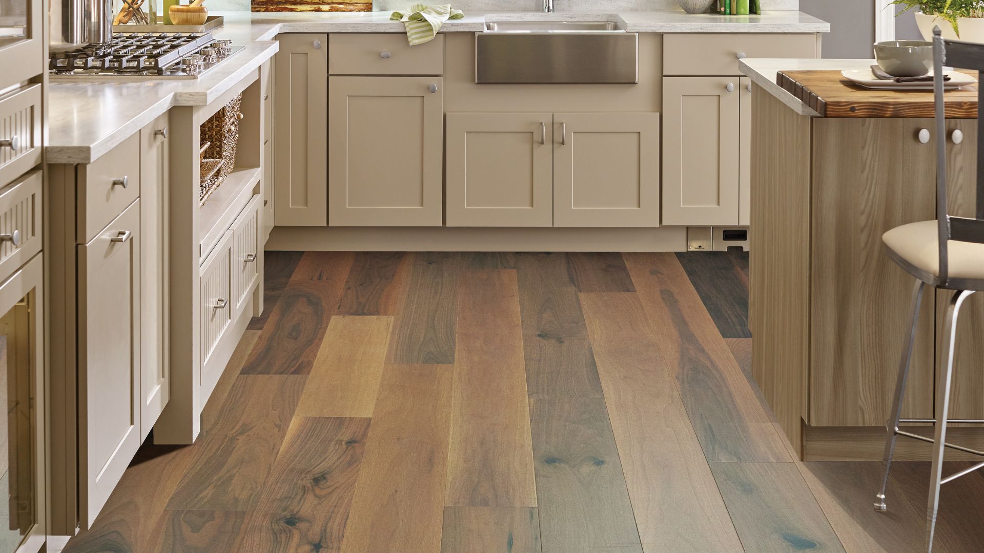 hardwood flooring in a rustic kitchen